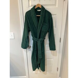 VTG Victorias Secret Emerald Green Terry Cloth Robe 100% Cotton Belted P/S